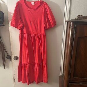 J. Crew Factory Vibrant Red Midi Dress